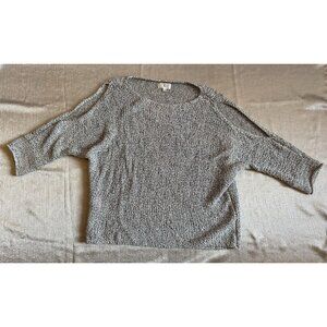 LOU&GRAY WOMAN'S Gray Grey SWEATER‎ 3/4 SLEEVE BOAT NECK CROCHET SIZE Medium